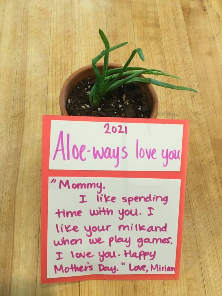 Sweet preschool note from nursing toddler to mama on mother’s day.